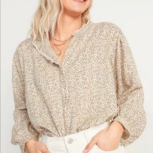 Ruffled Ditsy Floral Poet Blouse for Women